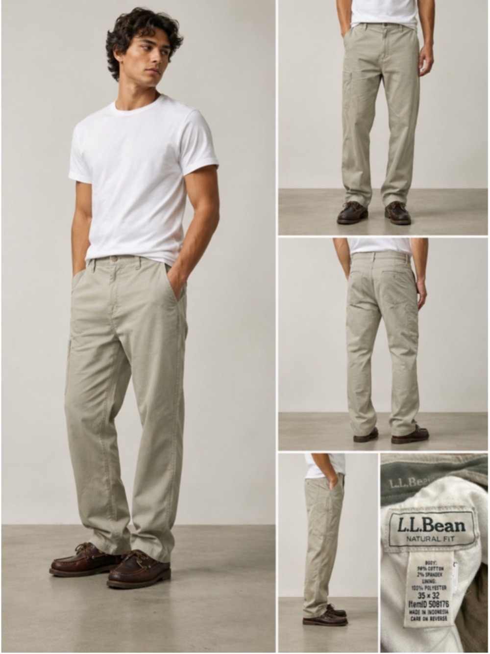 beige L.L.Bean pants feature a durable cotton corduroy exterior and a soft, line
